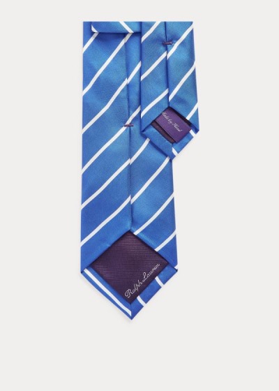 Corbatas Ralph Lauren Hombre Azul Rey Azules / Blancos - Striped Silk Habutai - LPAUZ9813